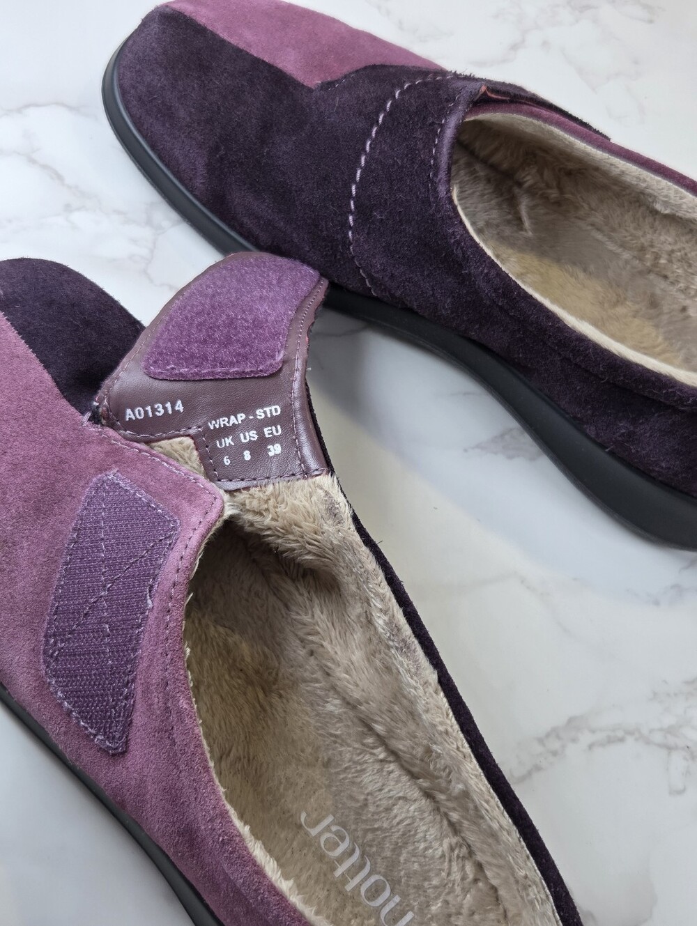 hotter Two-Tone Plum Suede Slip-Ons with Embroidered Accent(B25) - Picture 6 of 8